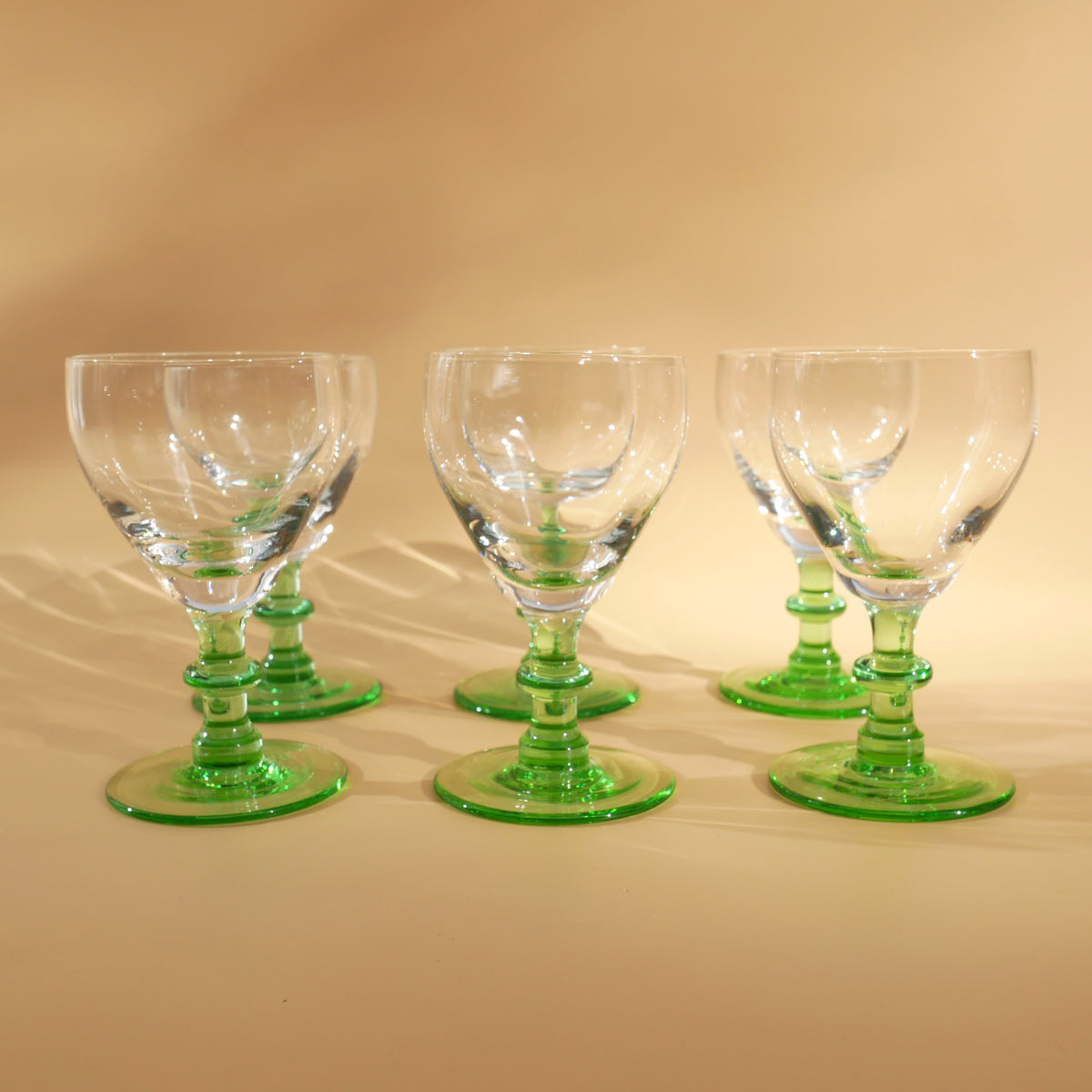 SET OF 6 VINTAGE GREEN STEMMED SHERRY GLASSES – NUWE ROAM