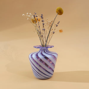 LILAC CANDY STRIPED SMALL GLASS VASE