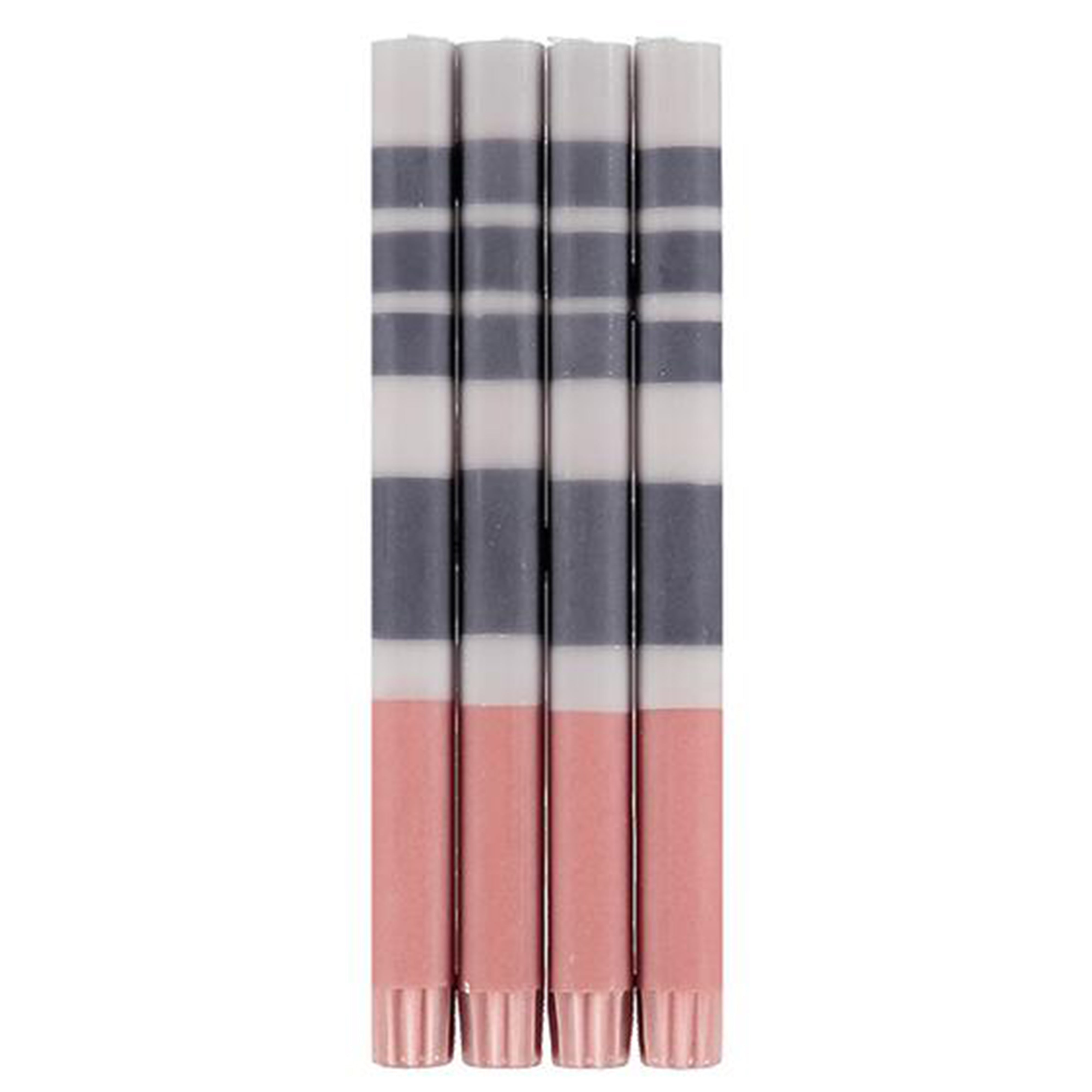 STRIPED GULL, GUNMETAL GREY & OLD ROSE ECO DINNER CANDLES