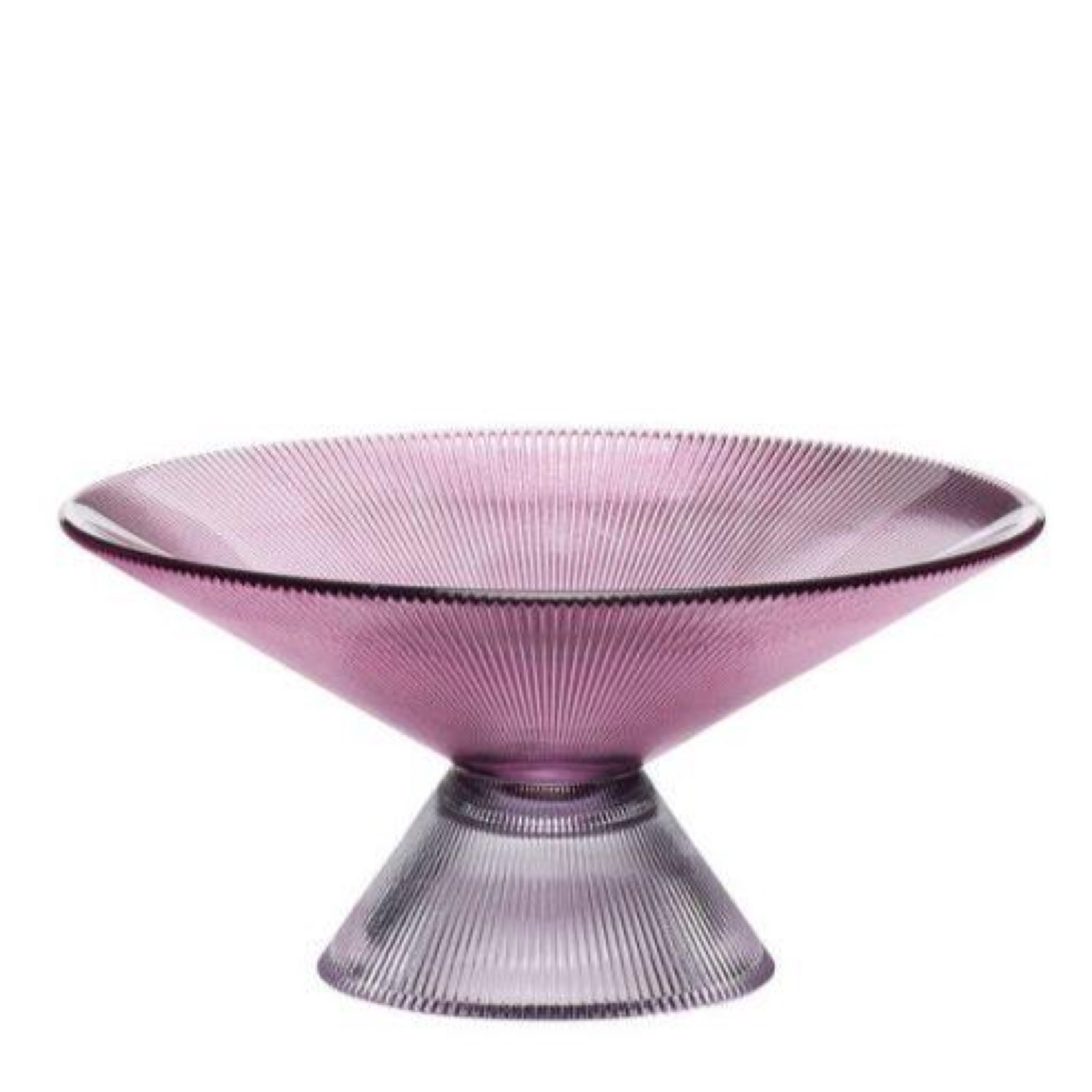 PINK SMOKED RIBBED GLASS BOWL