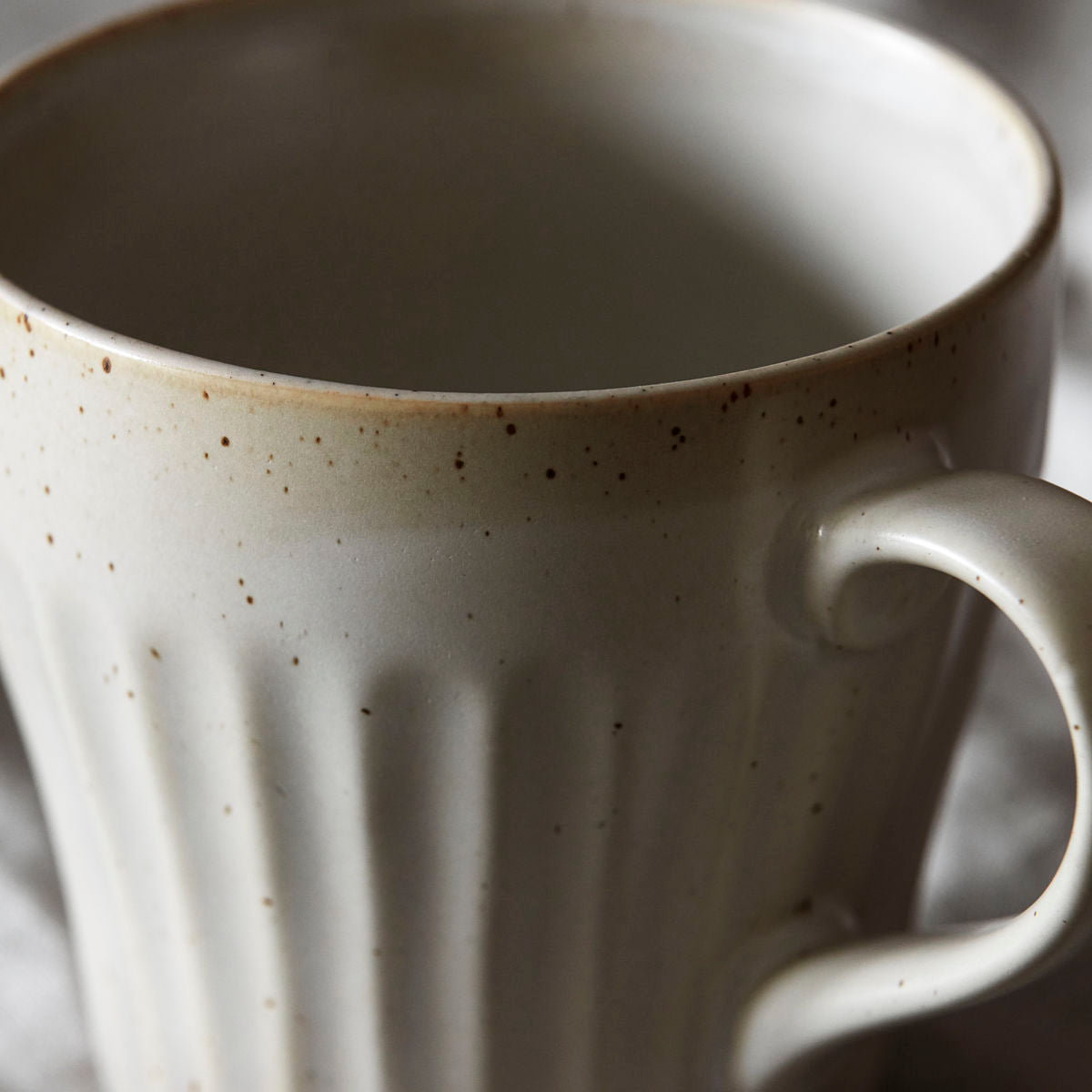 SPECKLED RIBBED CREAM MUG