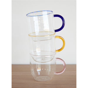 SET OF 4 COLOURED GLASS MUGS