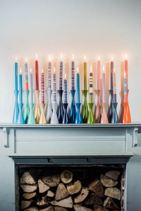 MIXED SET OF STRIPED ECO DINNER CANDLES