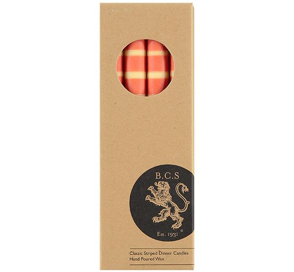 STRIPED JASMINE, RUST & PETROL BLUE ECO DINNER CANDLES