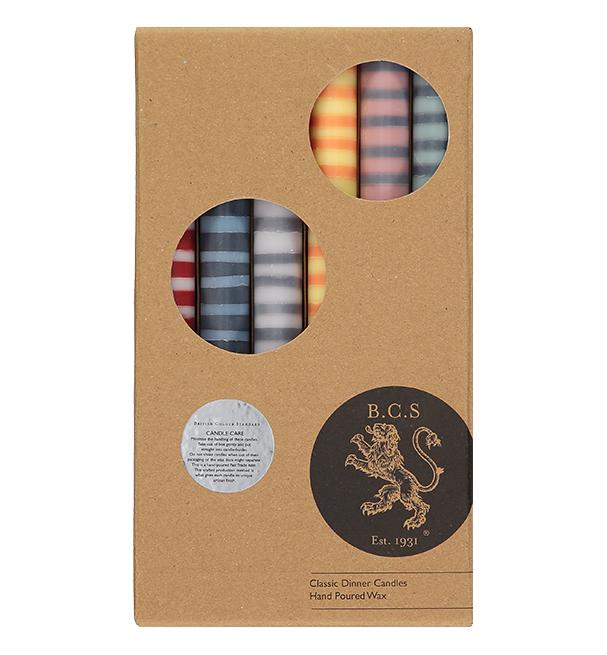 MIXED SET OF STRIPED ECO DINNER CANDLES
