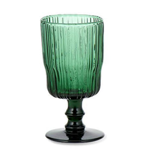 FALI RIBBED TEAL WINE GLASS