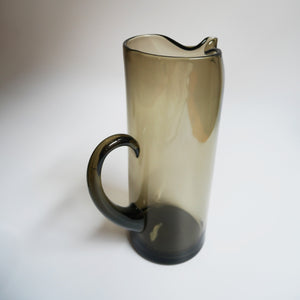 VINTAGE 1970s SMOKED GLASS WATER JUG