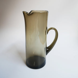 VINTAGE 1970s SMOKED GLASS WATER JUG