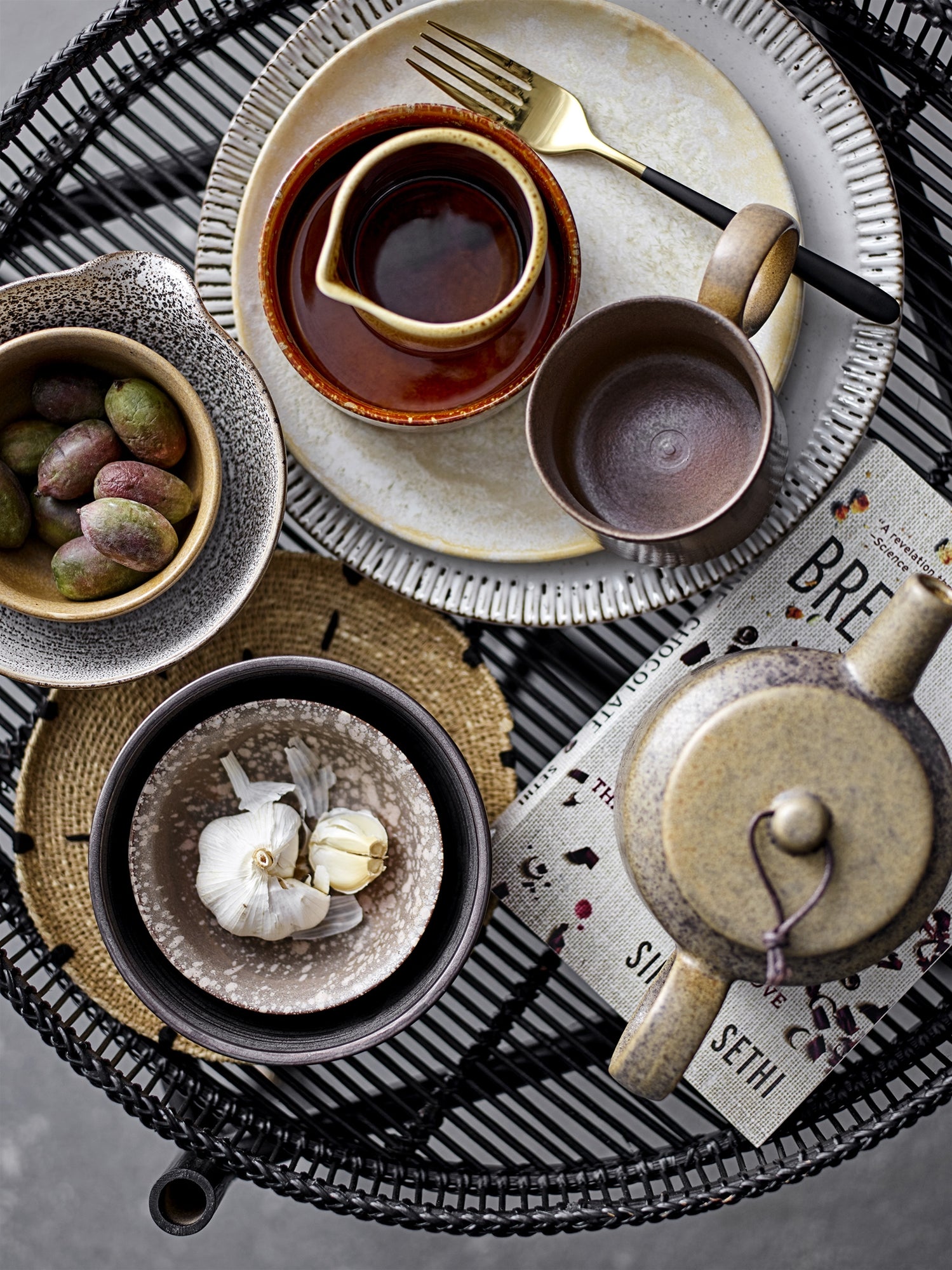 STONEWARE GLAZED TEAPOT