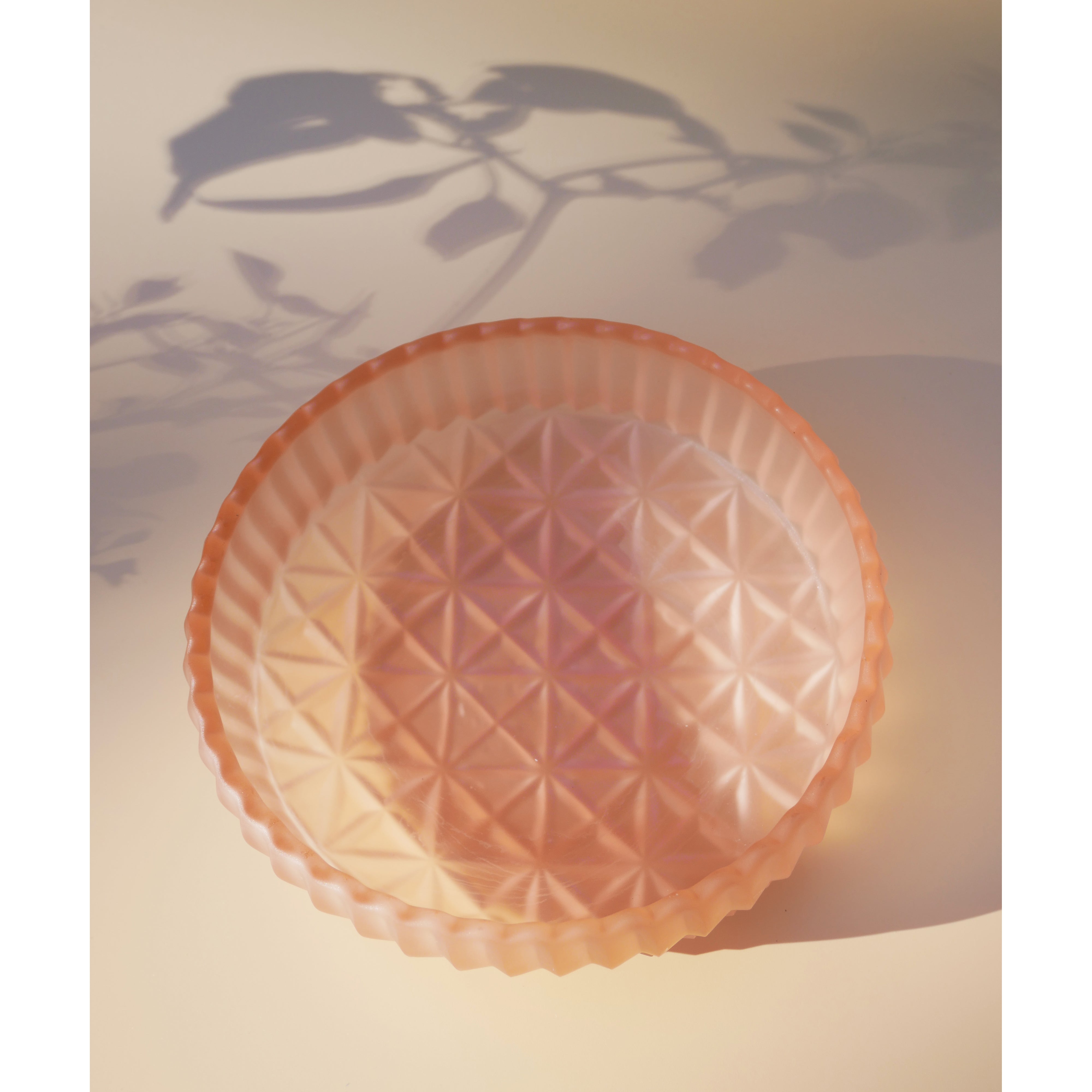 ART DECO LIGHT PINK FROSTED BOWL