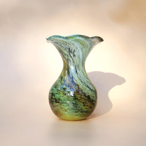ALUM BAY GREEN MARBLED GLASS VASE