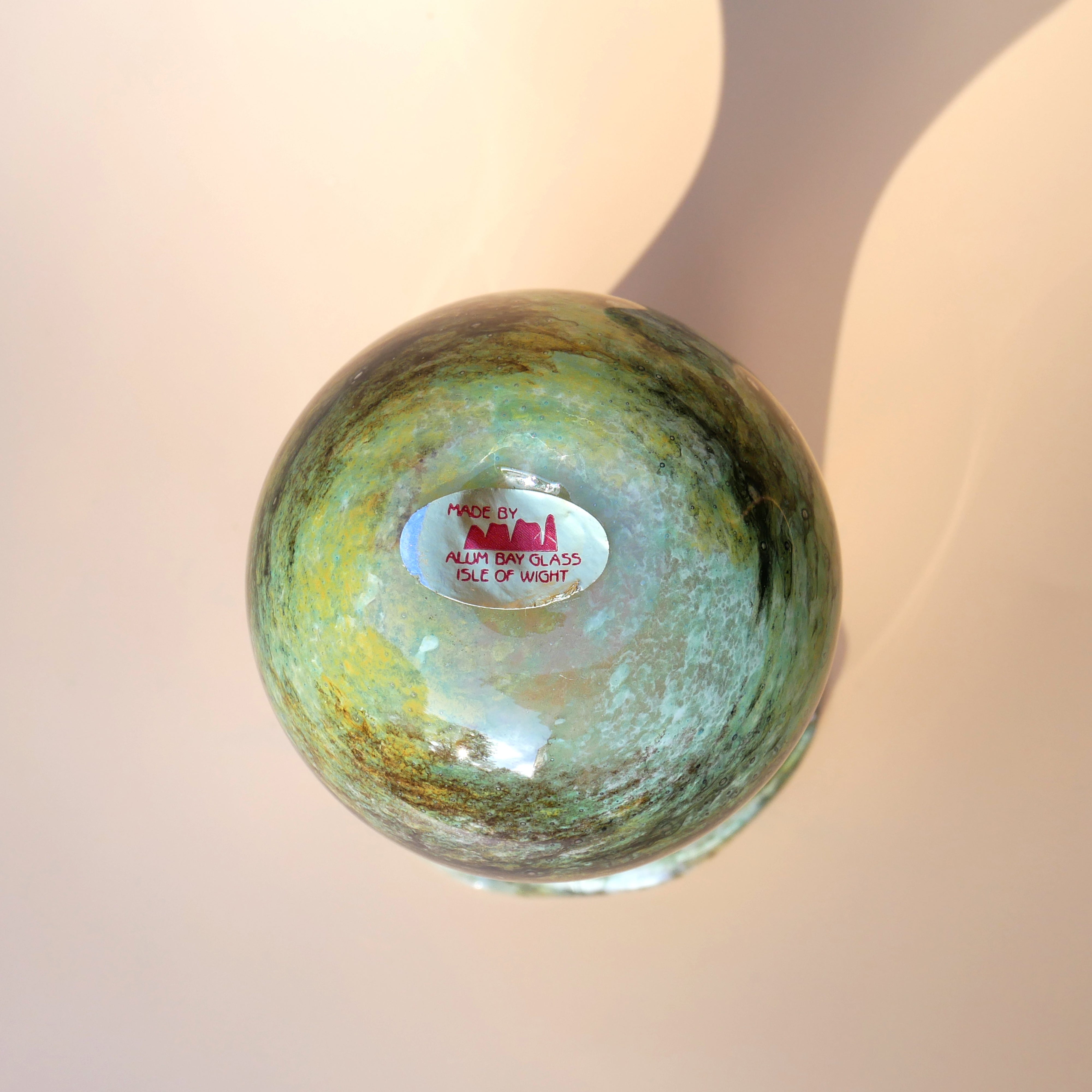 ALUM BAY GREEN MARBLED GLASS VASE