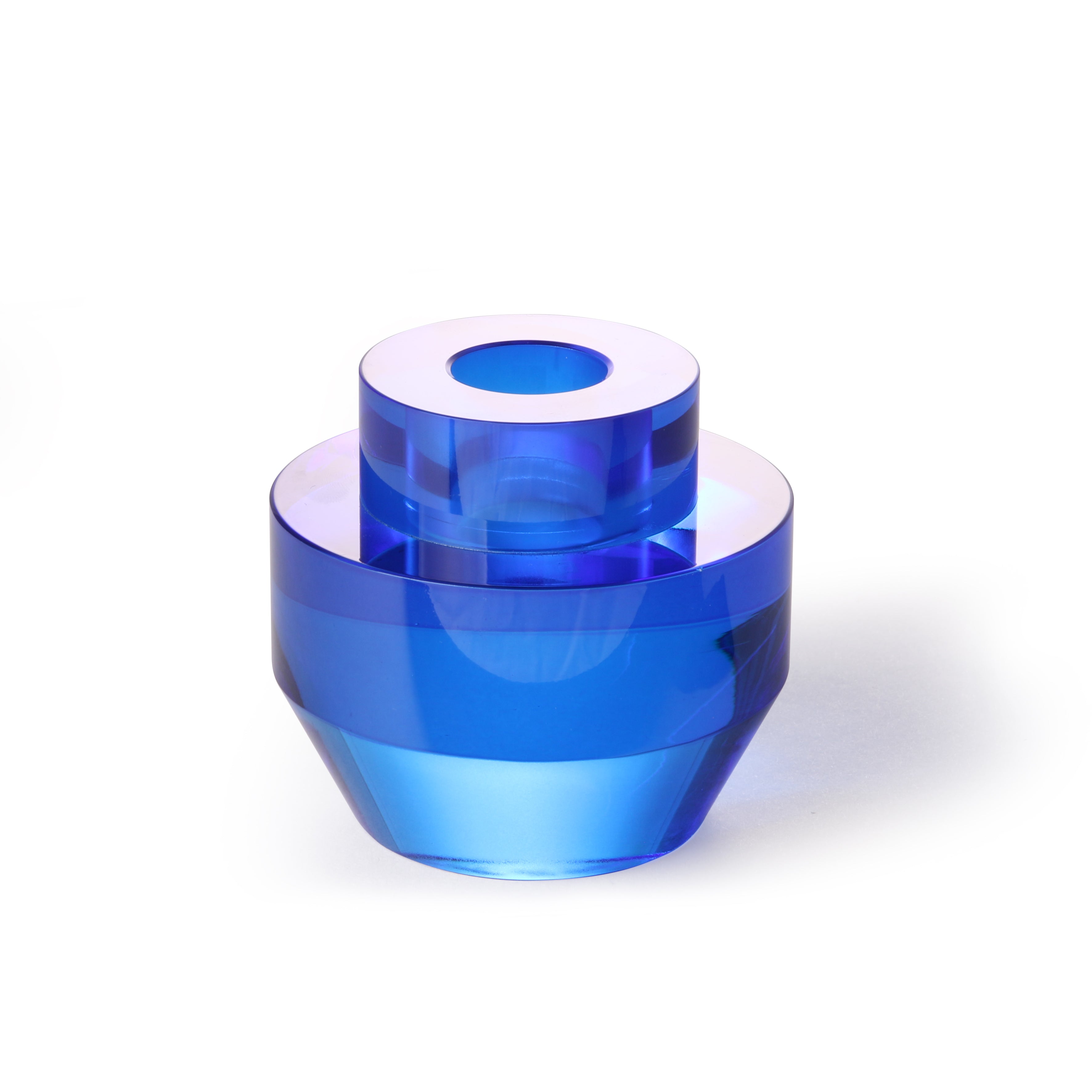 CRYSTAL GLASS COBALT CANDLE HOLDER