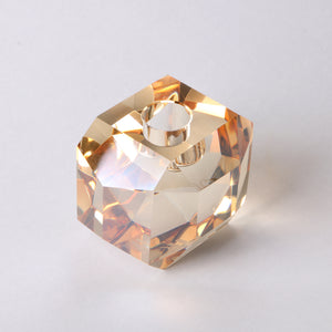 CRYSTAL GLASS AMBER CANDLE HOLDER