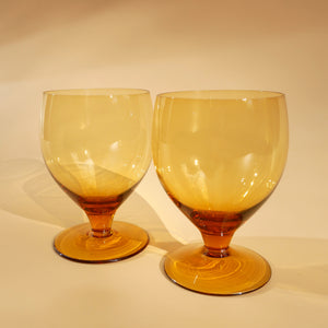 VINTAGE SET OF 2 AMBER COGNAC GLASSES