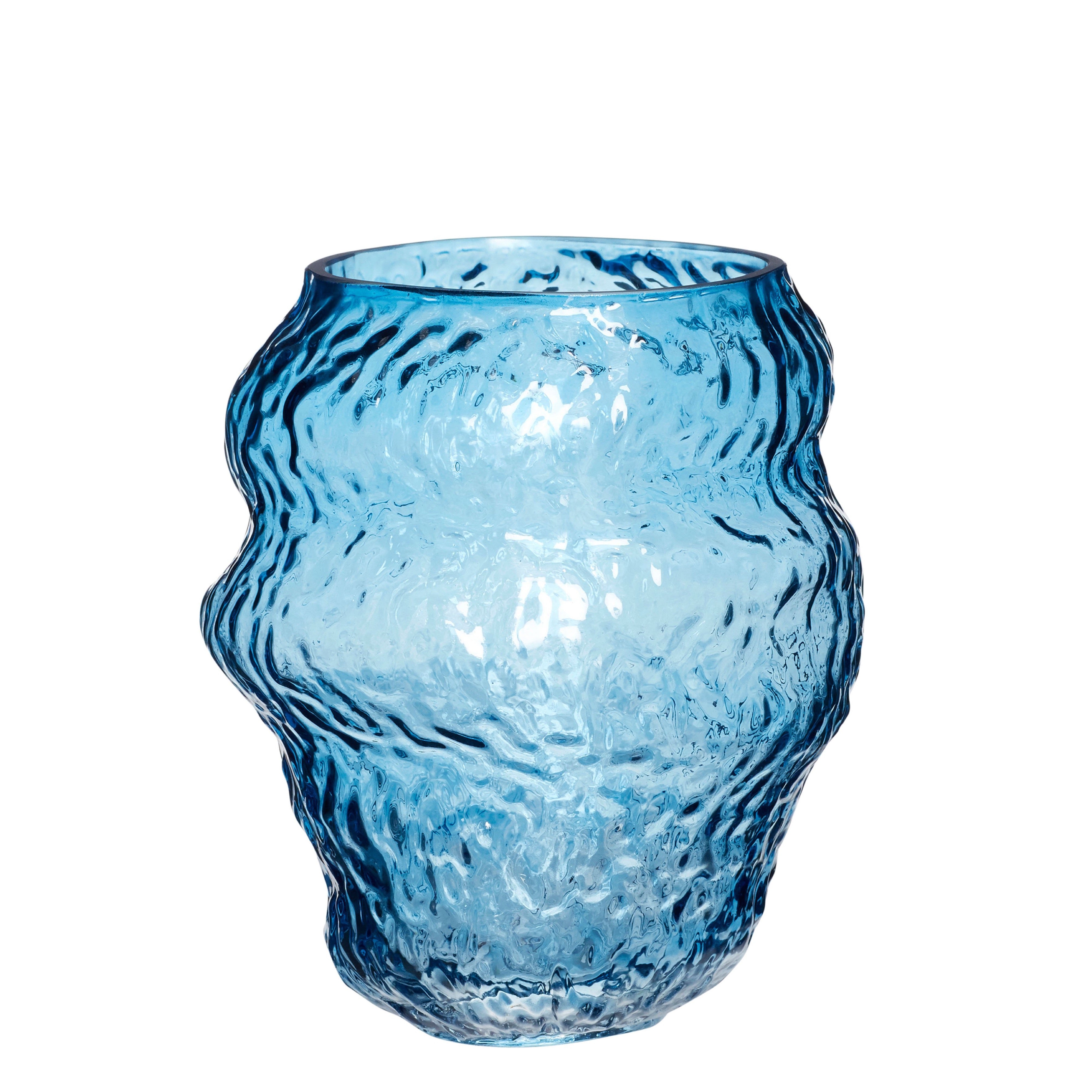 RIPPLED BLUE GLASS VASE