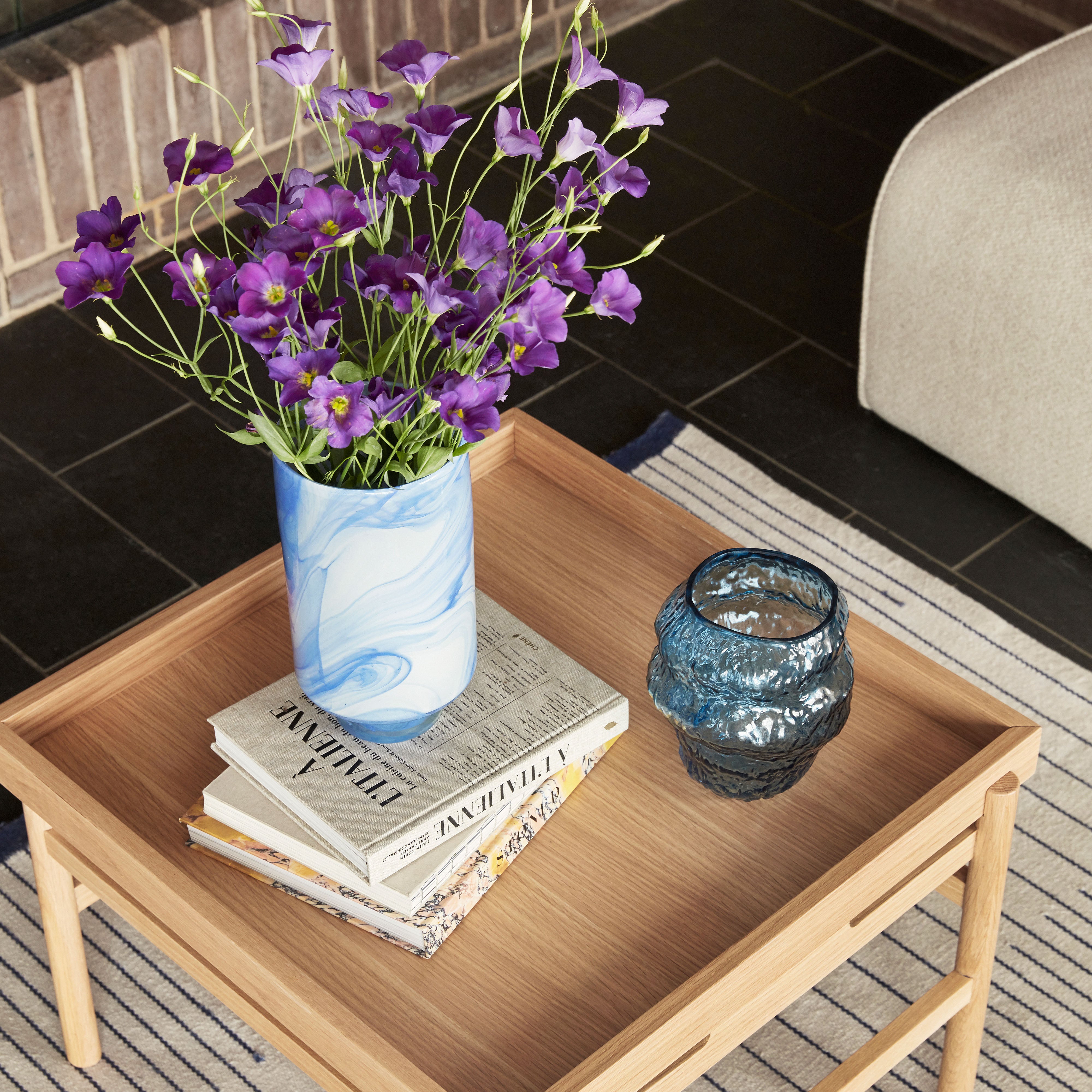 RIPPLED BLUE GLASS VASE