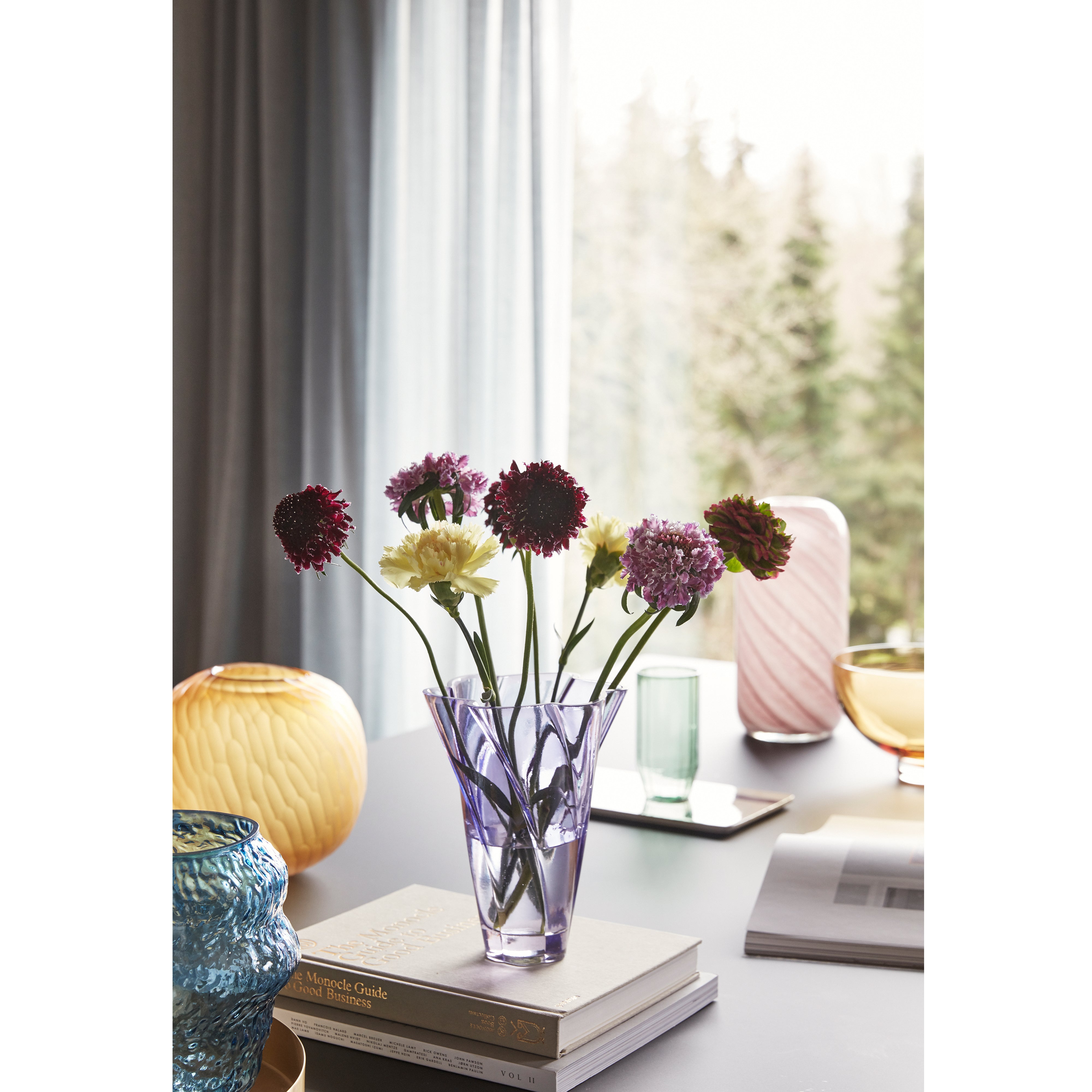 RIPPLED BLUE GLASS VASE
