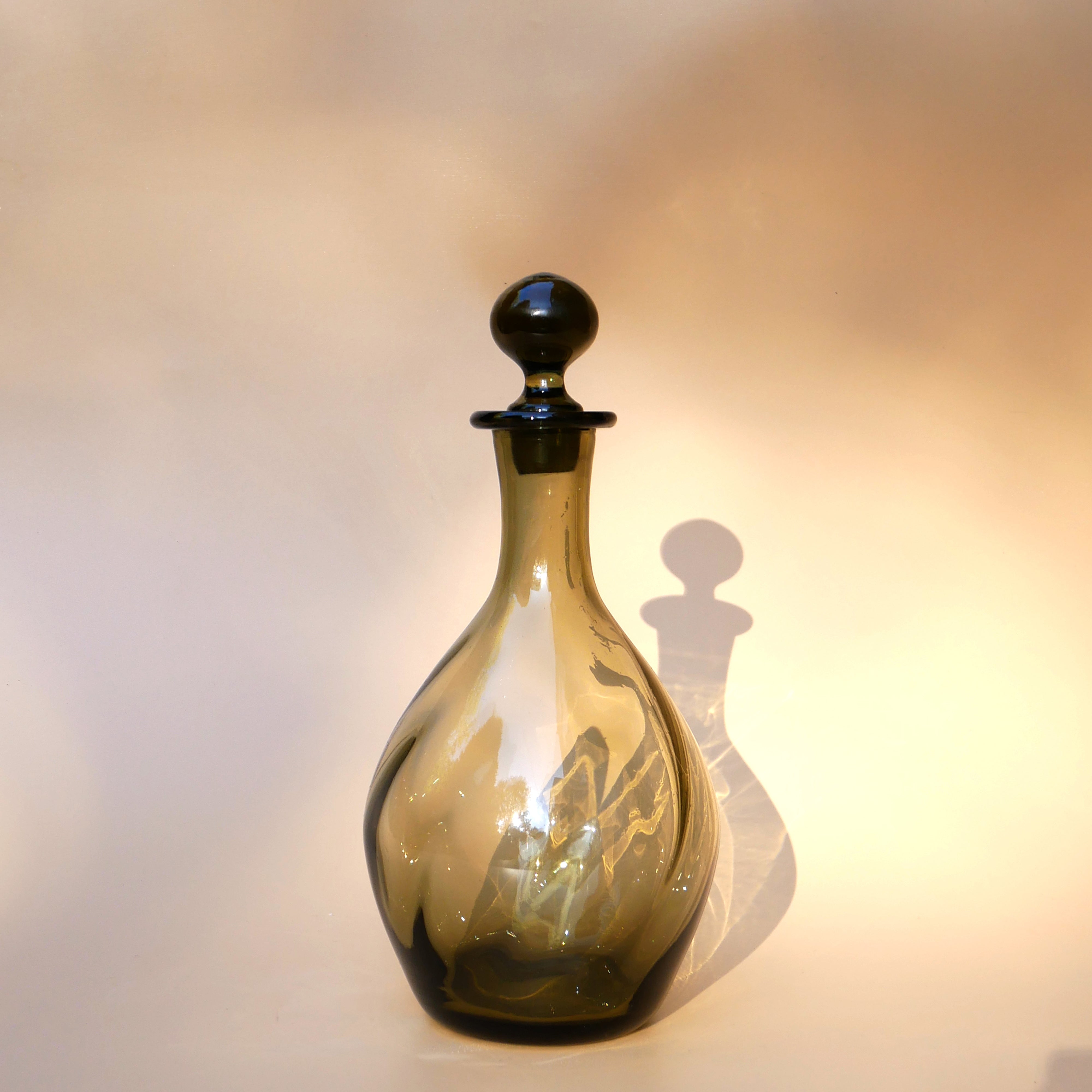 VINTAGE SMOKED GLASS DECANTER