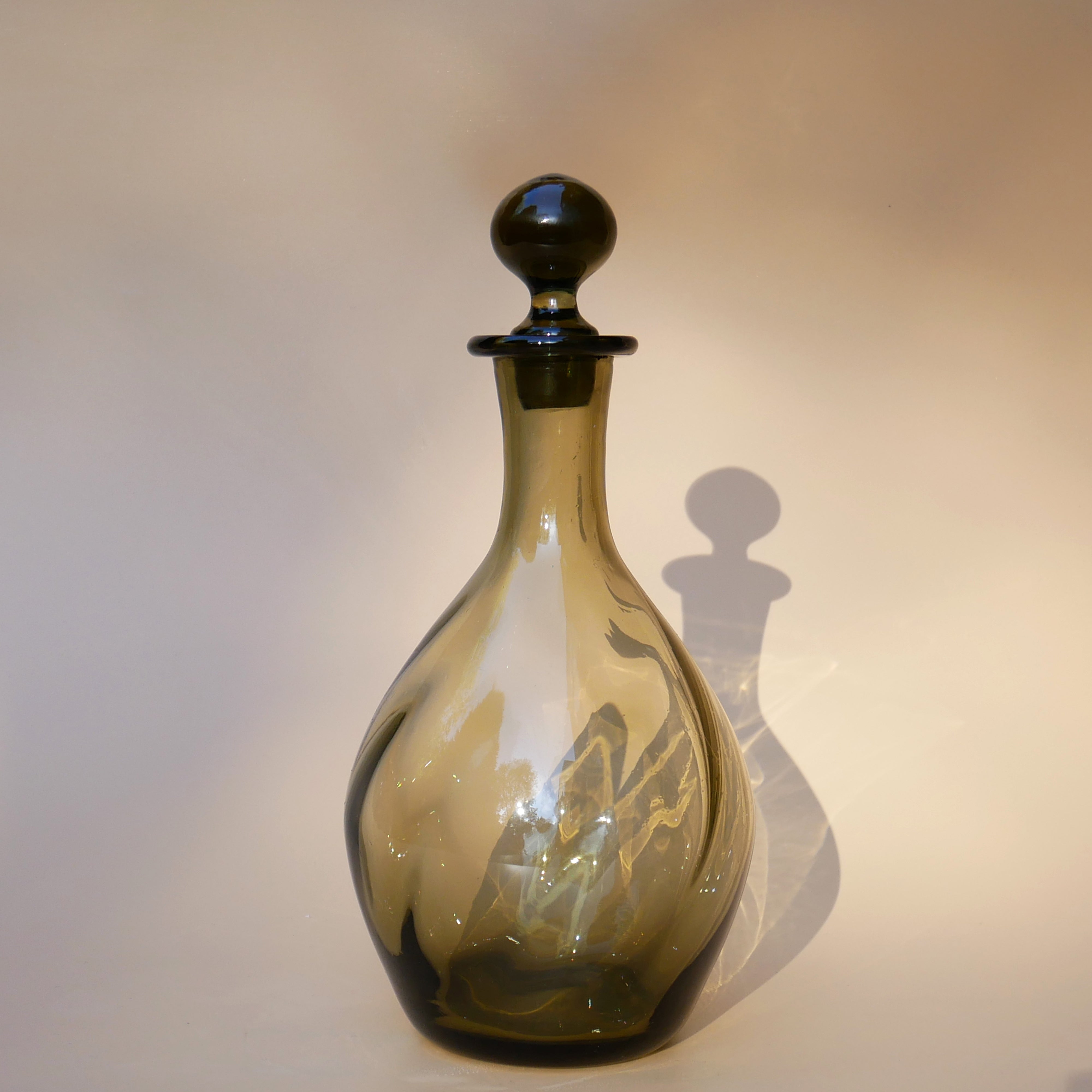 VINTAGE SMOKED GLASS DECANTER