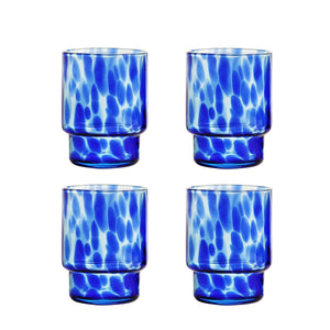 SET OF 4 BLUE TORTOISE DRINKING GLASSES