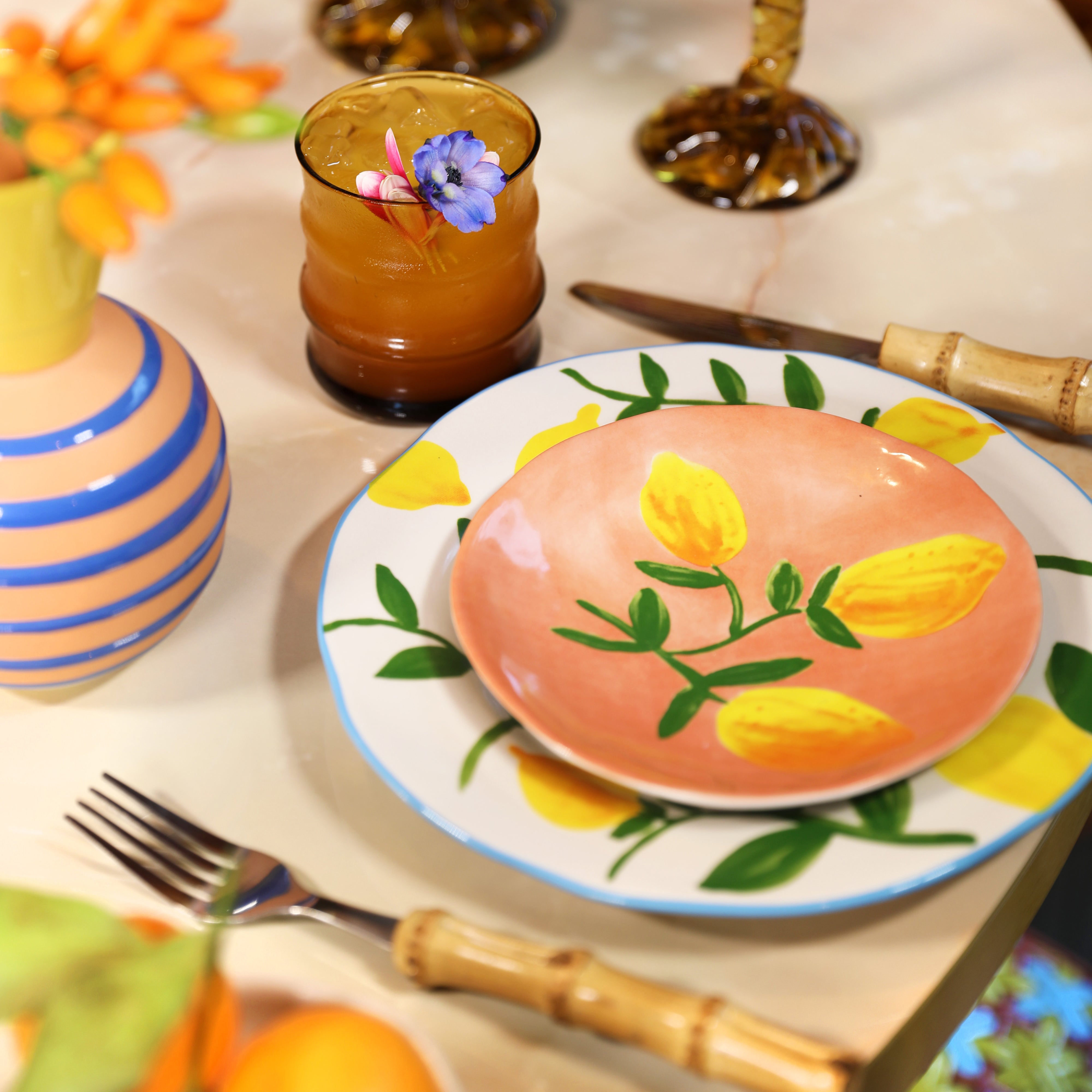 SET OF 4 LEMON PLATES