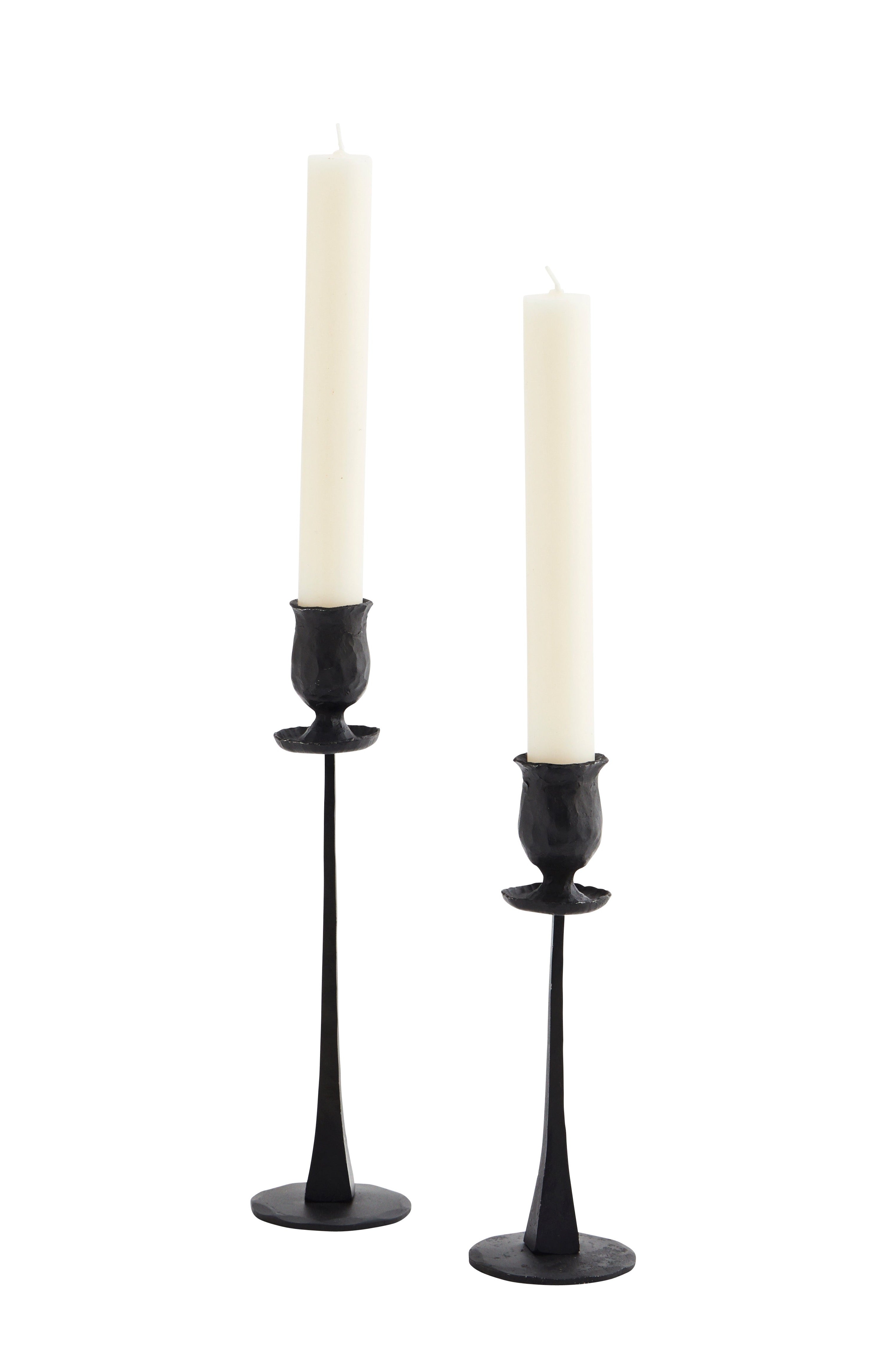 SET OF 2 BLACK HAND FORGED CANDLE HOLDER