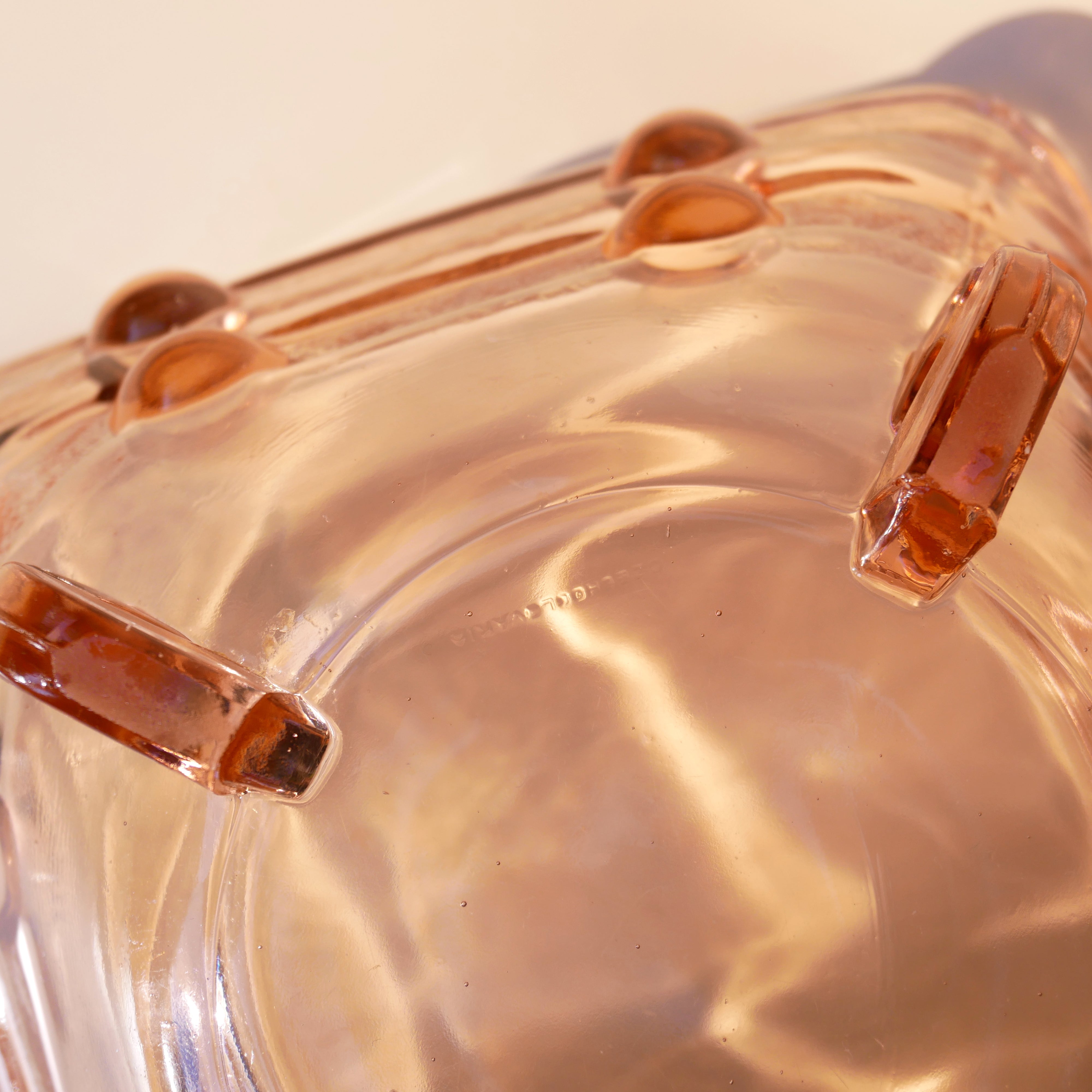 VINTAGE PINK STÖLZLE ART DECO GLASS BOWL