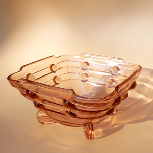 VINTAGE PINK STÖLZLE ART DECO GLASS BOWL