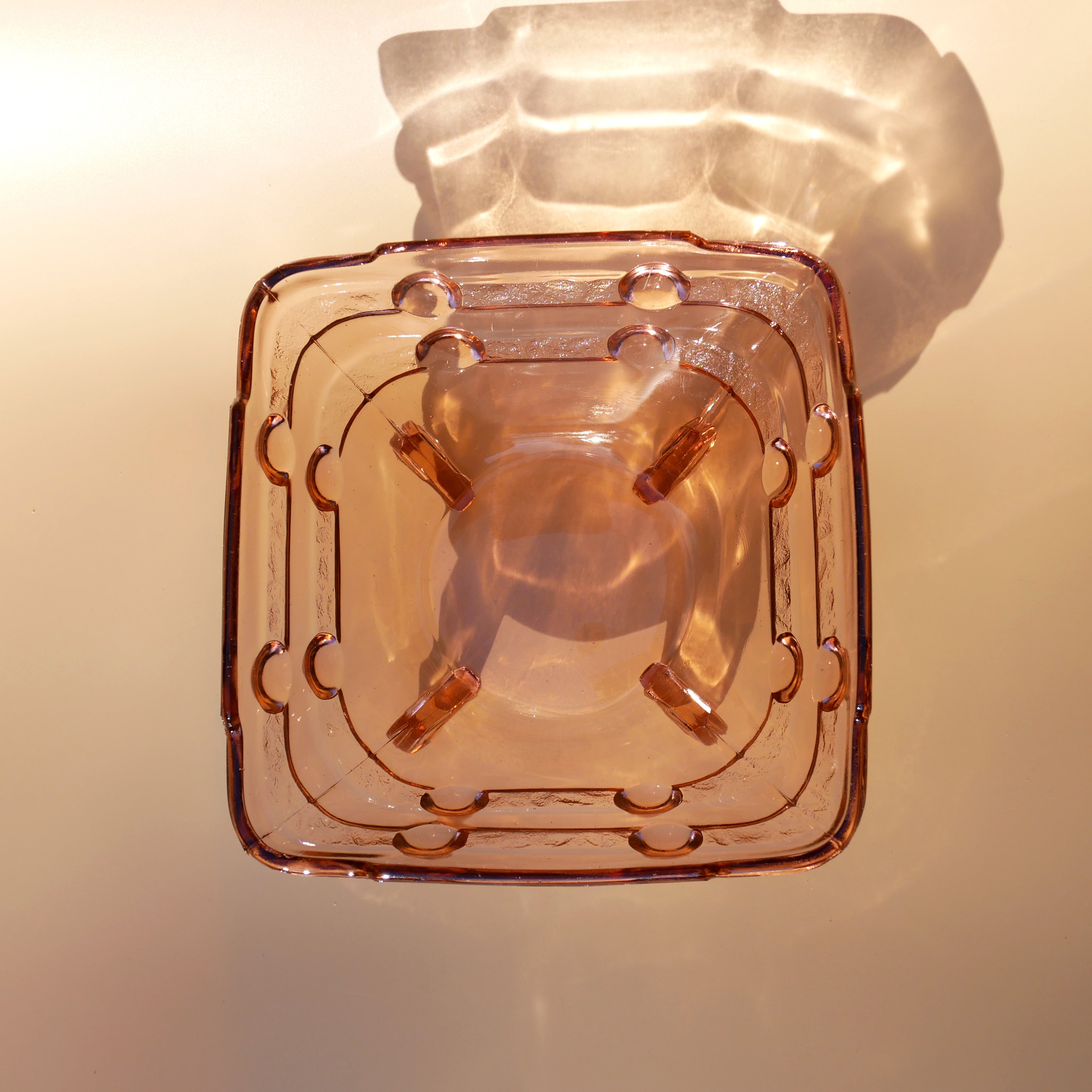 VINTAGE PINK STÖLZLE ART DECO GLASS BOWL
