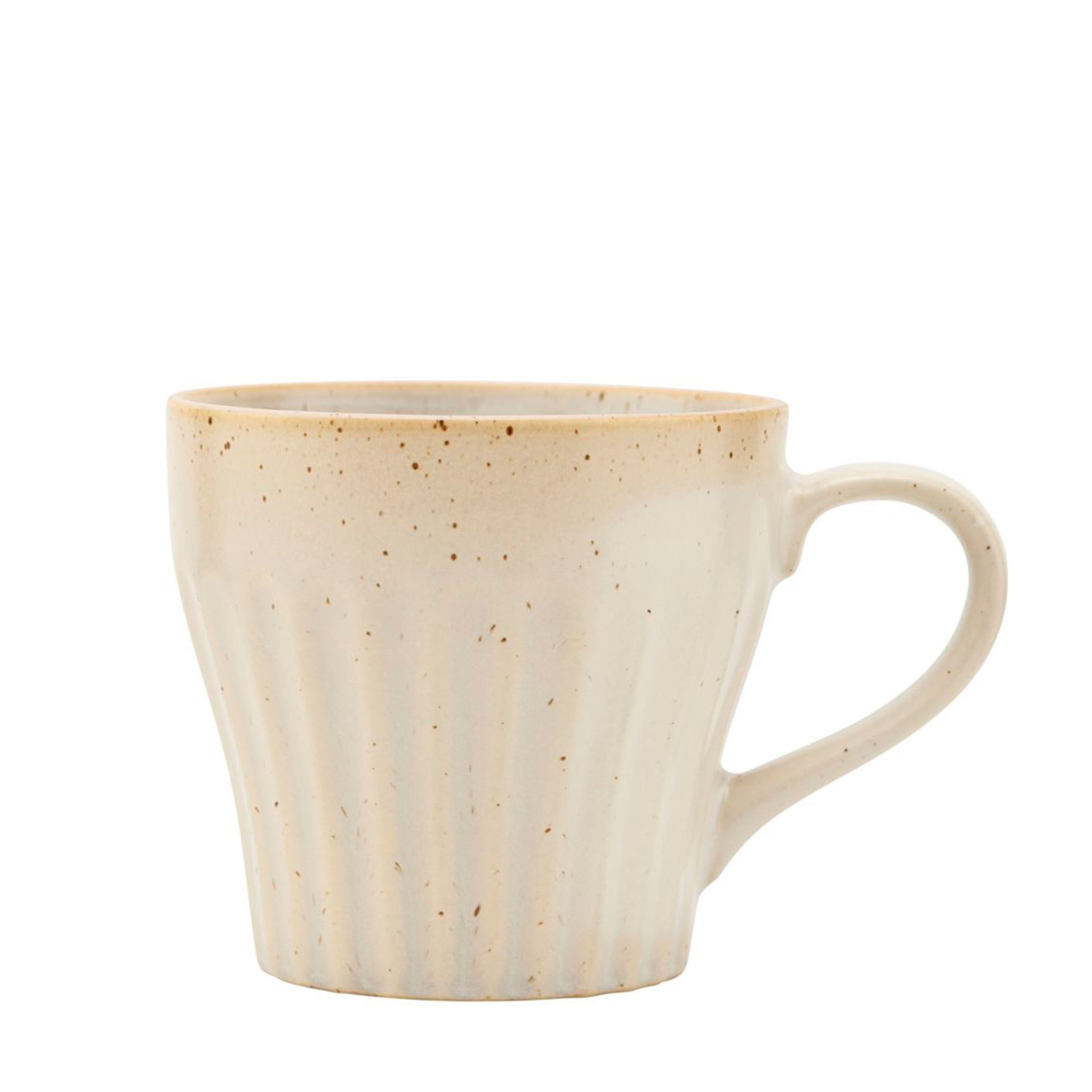 SPECKLED RIBBED CREAM MUG